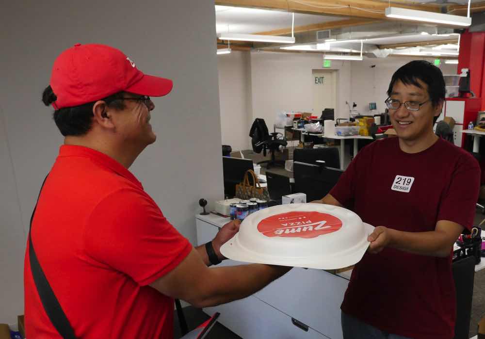 Zume delivering pizza to 219 Design, Mountain View